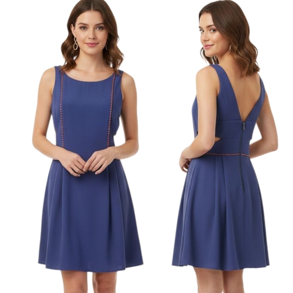 BCBGENERATION🔖NWT! Navy Sleeveless Cut-out Mini Dress - Size 8 - Picture 1 of 16